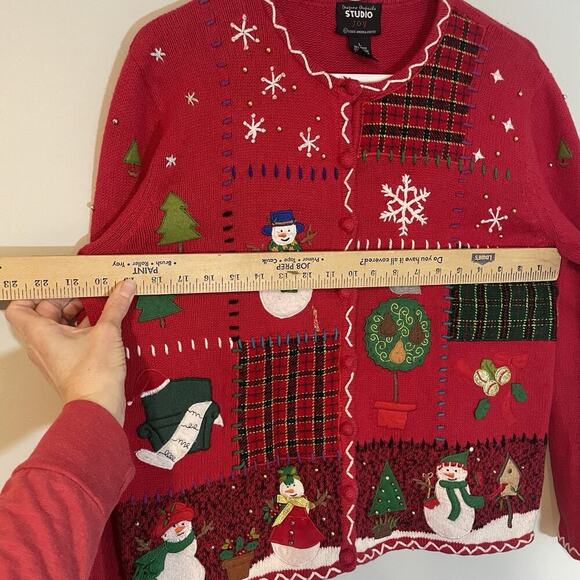 Designers Originals Studio Joy Vintage Womens Christmas Sweater Cardigan Medium - Picture 4 of 7